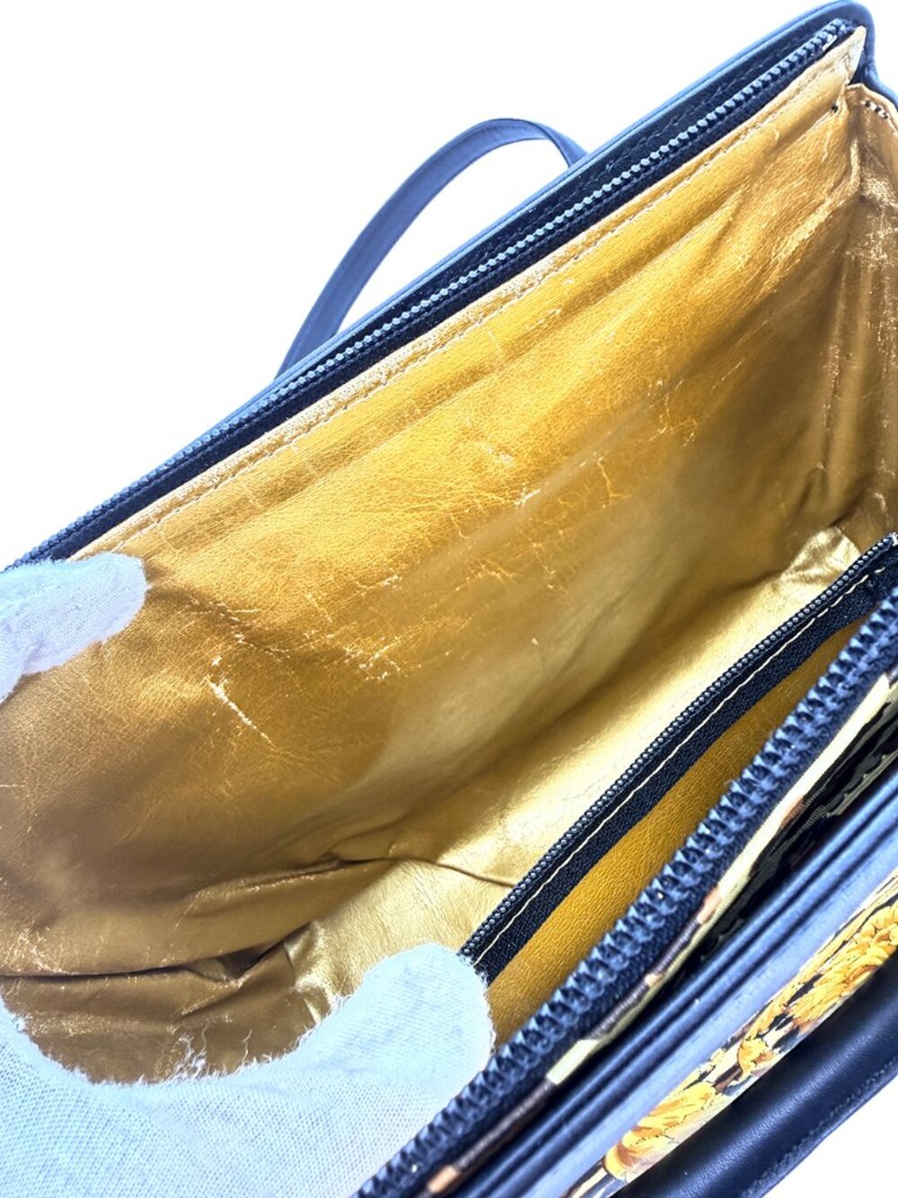 Gianni Versace Sunburst Leather and Canvas Tote Bag with Strap - Picture 7 of 16